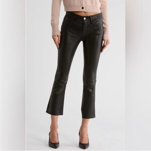 Frame Leather Black Cropped Women's Jeans